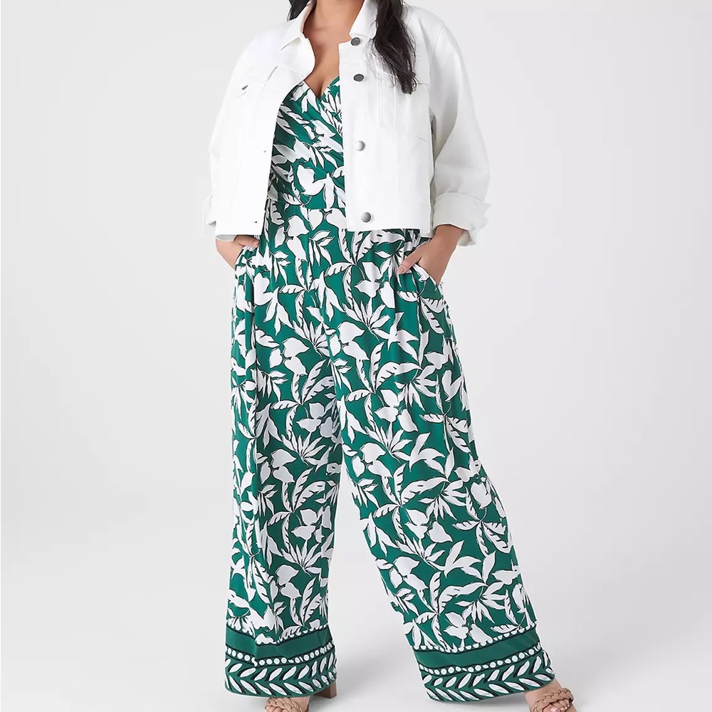 Lane Bryant sweetheart-neck ruched wrap jumpsuit